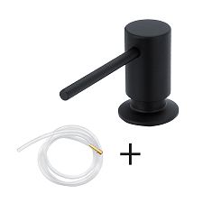 Černý vestavěný dávkovač jaru, mýdla nebo saponátu do dřezu či umyvadla 35 mm