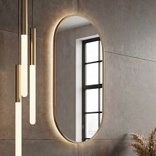 Nimco zlaté oválné LED zrcadlo s podsvícením, stmívač, 40x80 ZPZ 62002LVX-Z