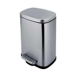 Odpadkový koš do koupelny 5 l, nerez, nášlapný hranatý, tiché dovírání