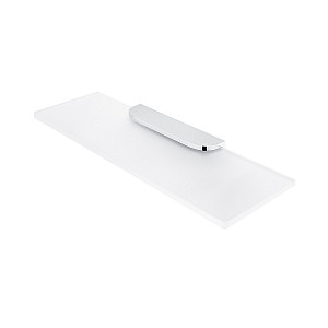 Police do koupelny skleněná, sklo bílé extra čiré matné, úchyt chrom, 40 cm