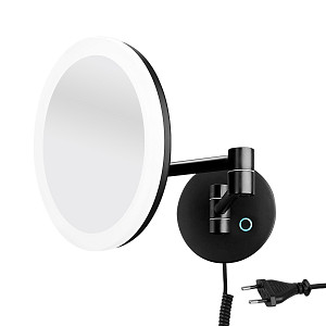 Kosmetické podsvícené zrcadlo zvětšovací nástěnné černé Nimco ZK 20265-90