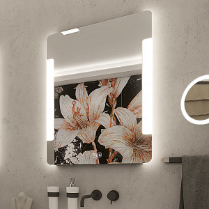 Zrcadlo do koupelny 60x80 s osvětlením po stranách, dva dotykové spínače