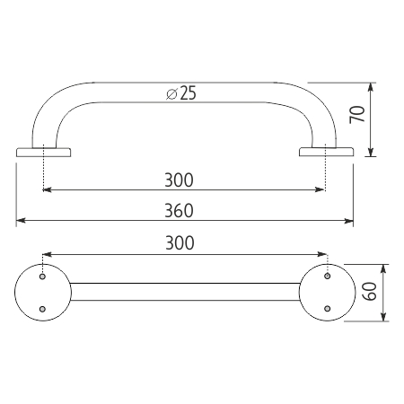 Madlo 300x25 mm