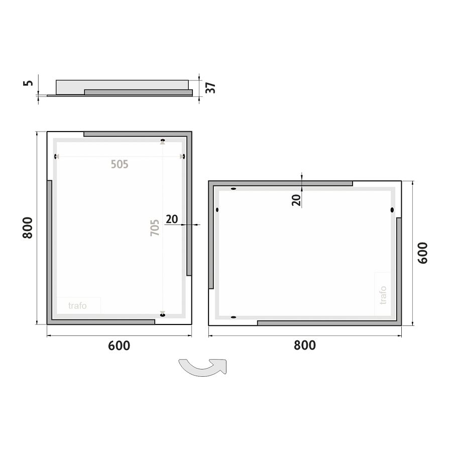 LED zrcadlo 60 x 80