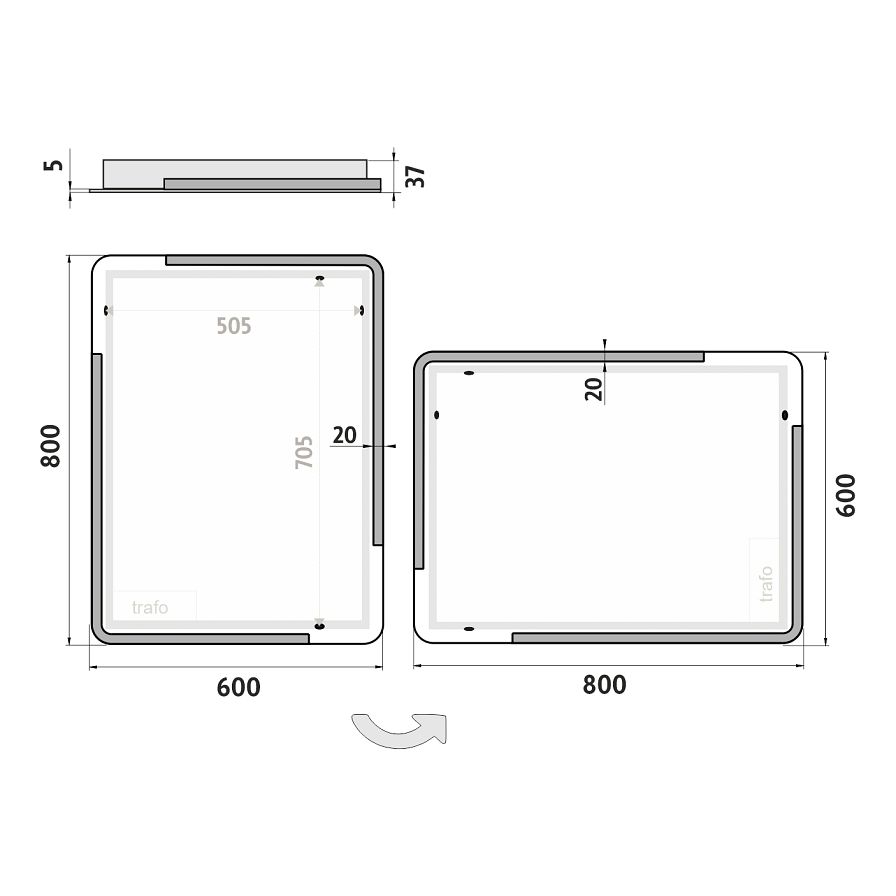LED zrcadlo 60 x 80