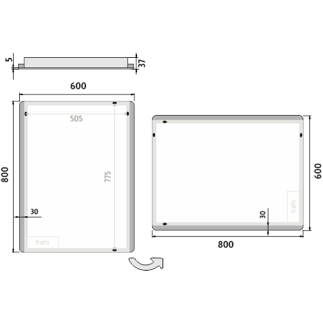 LED zrcadlo 60 x 80