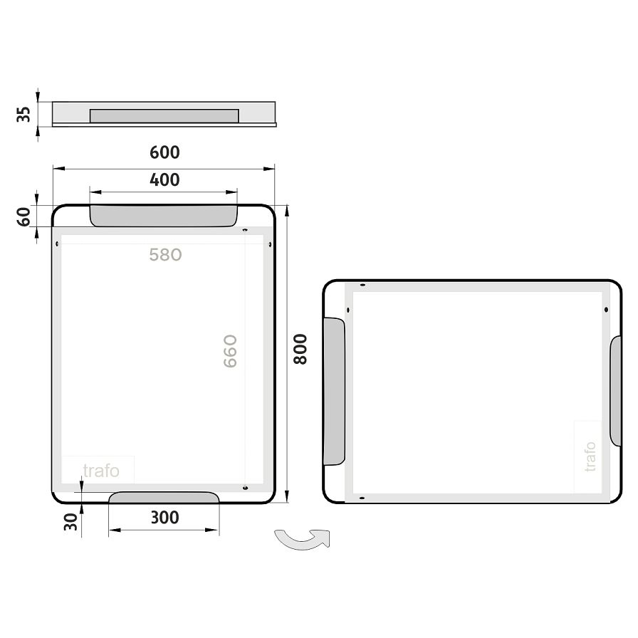 LED zrcadlo 60 x 80