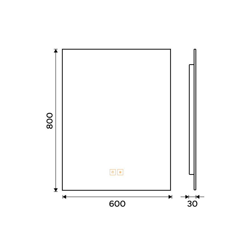 LED zrcadlo s podsvícením, 60 x 80, dotykový senzor