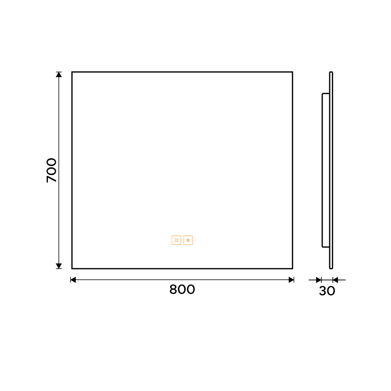 LED zrcadlo s podsvícením, 90 x 70, dotykový senzor