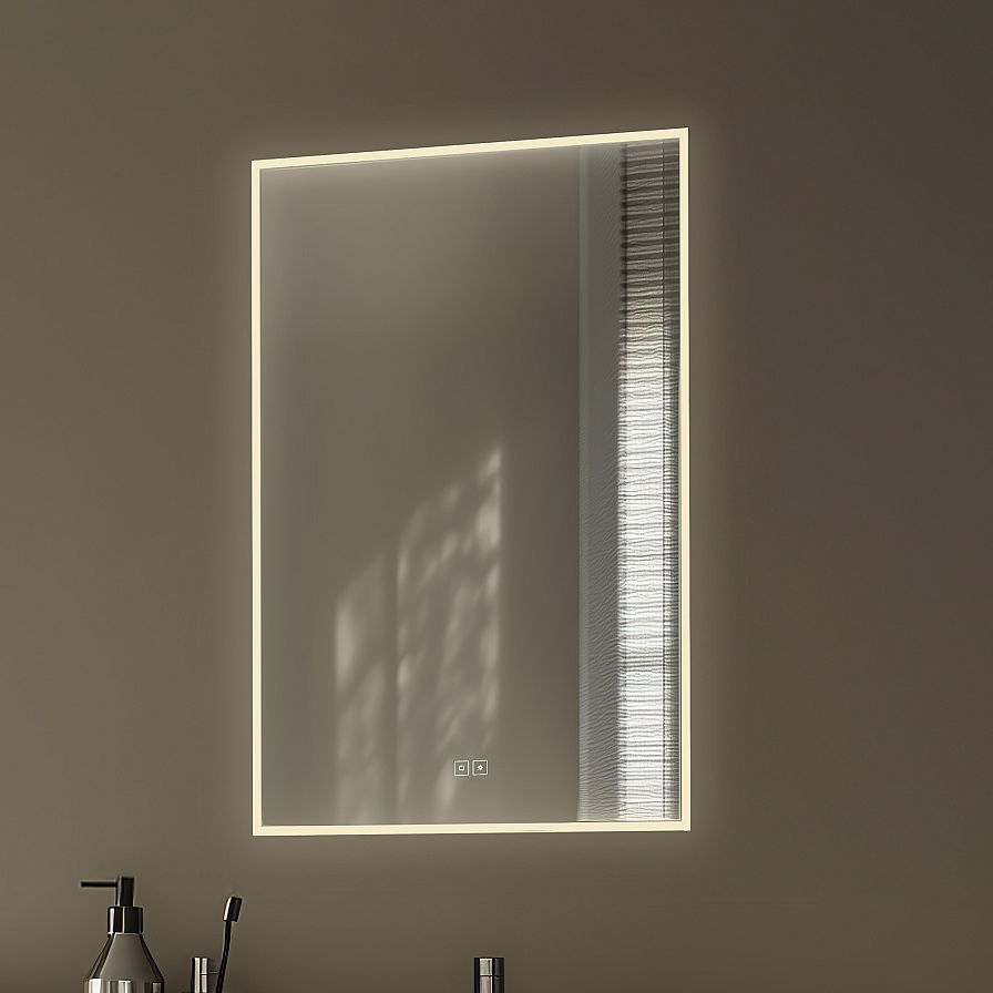 Bílé LED zrcadlo 50 x 70, dotykový senzor