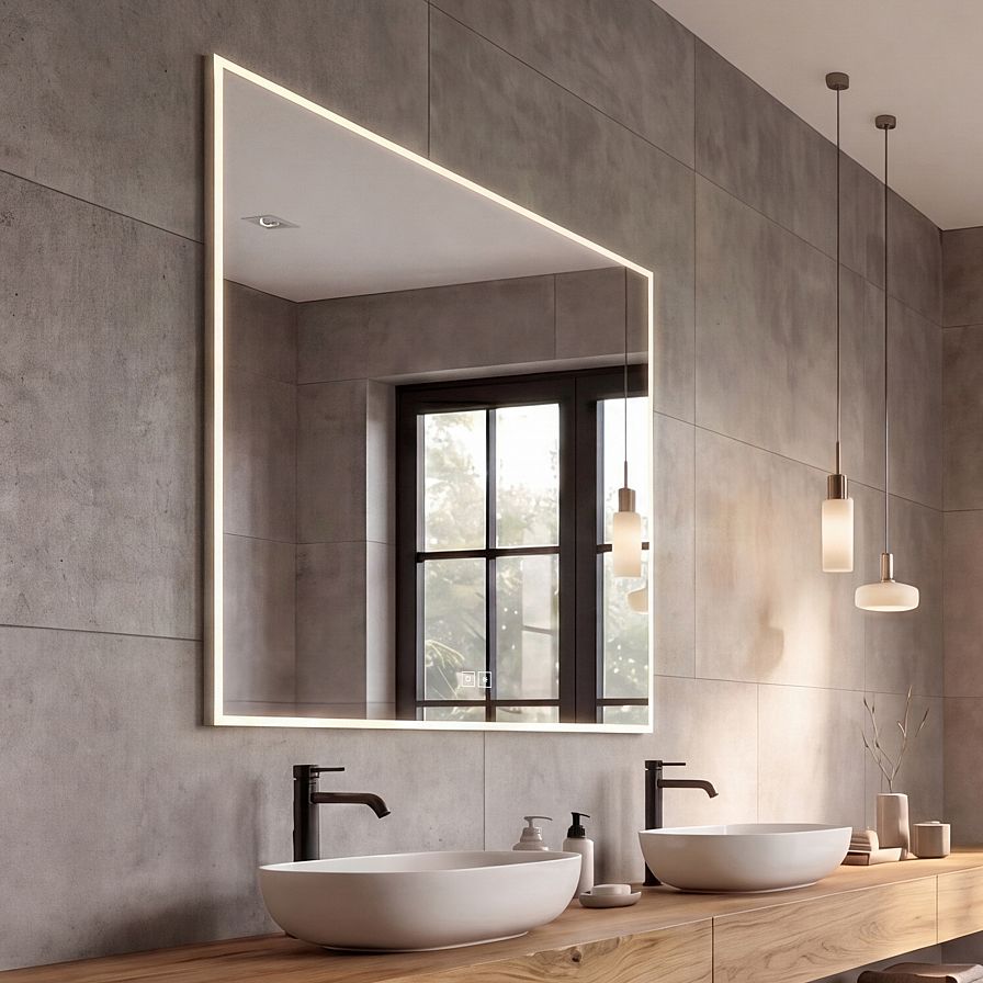 Bílé LED zrcadlo 80 x 70, dotykový senzor