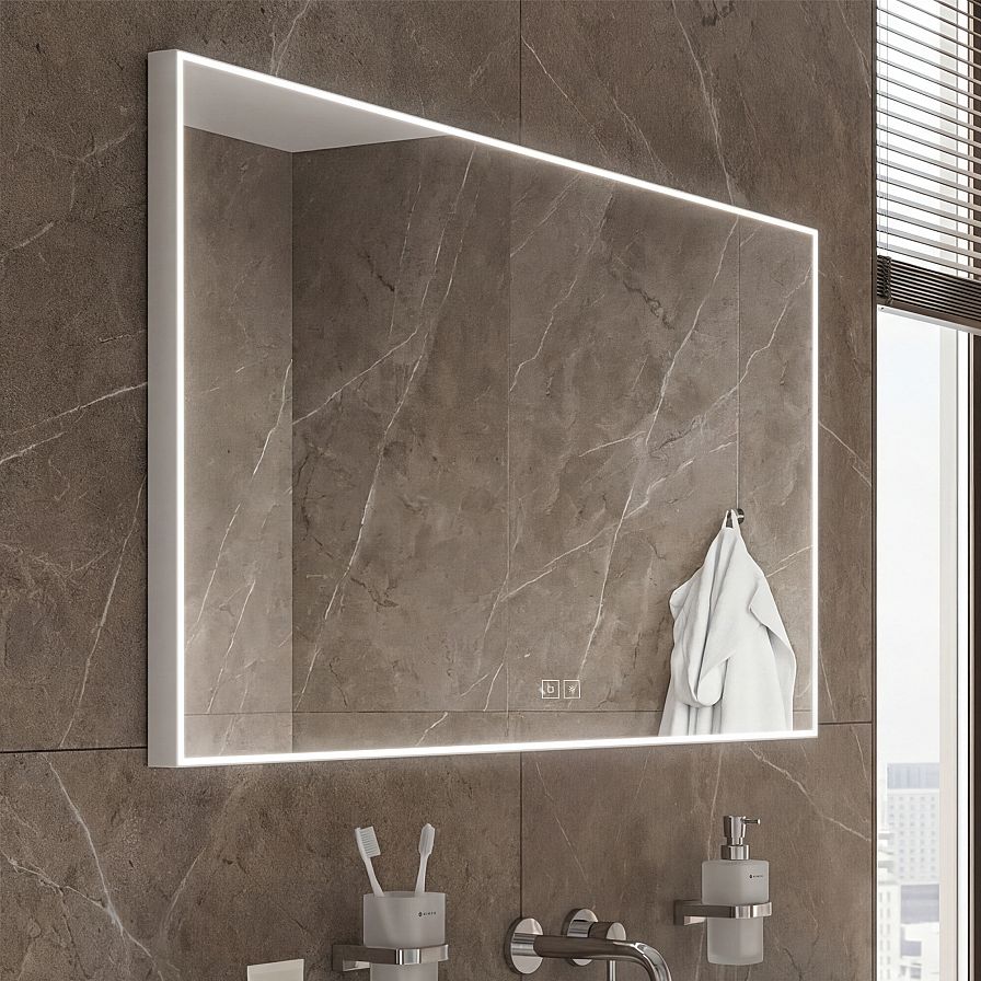Bílé LED zrcadlo 100 x 70, dotykový senzor