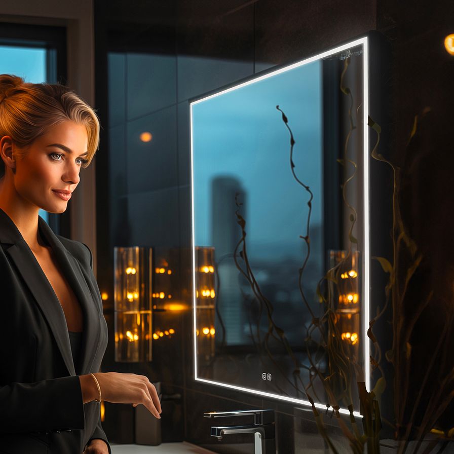 Černé LED zrcadlo 60 x 60, dotykový senzor