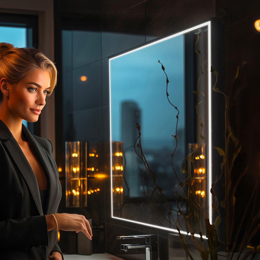Černé LED zrcadlo 70 x 70