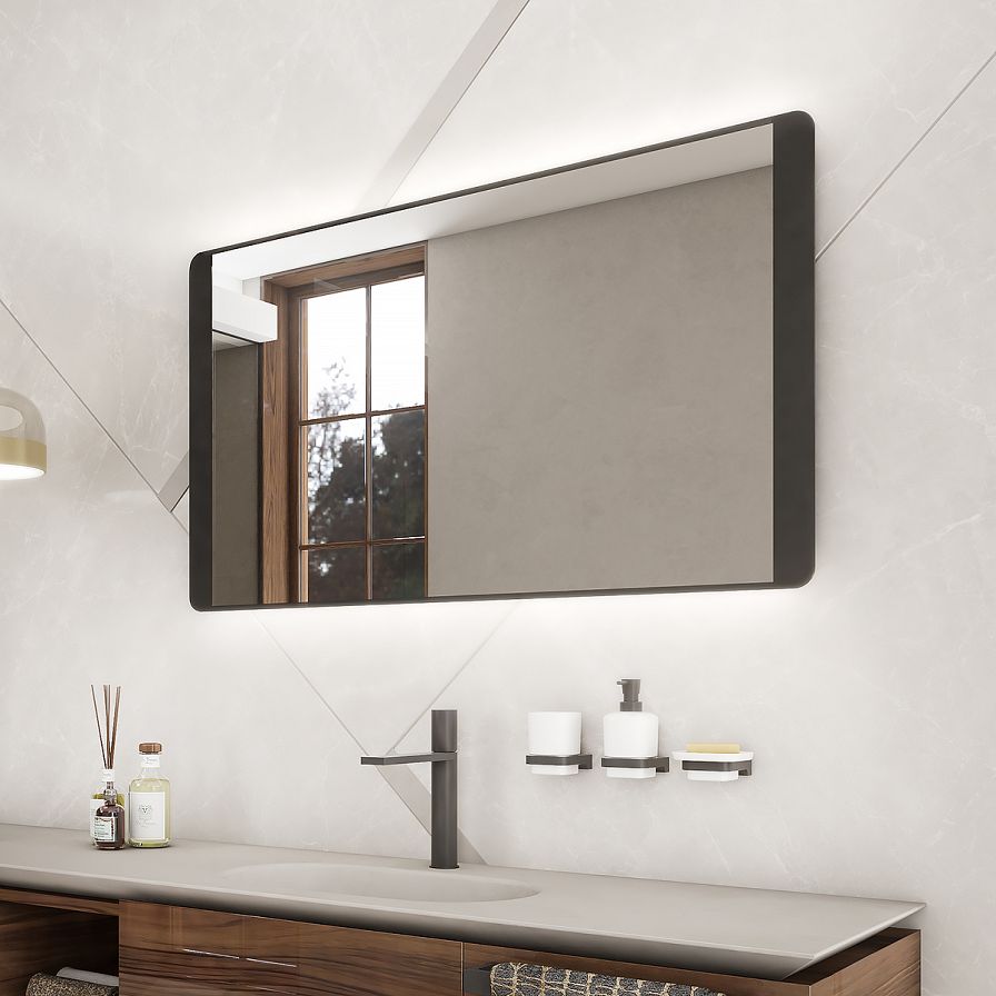 Black LED mirror 120 x 65